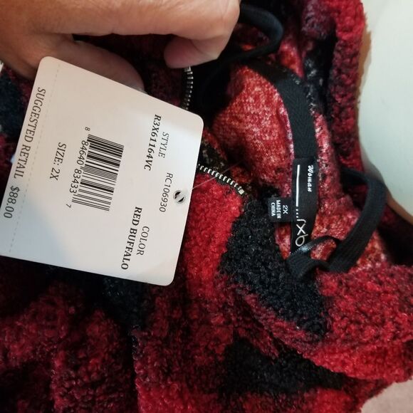 RXB Woman Red Buffalo Plaid Hoodie Size 2X - Picture 4 of 5